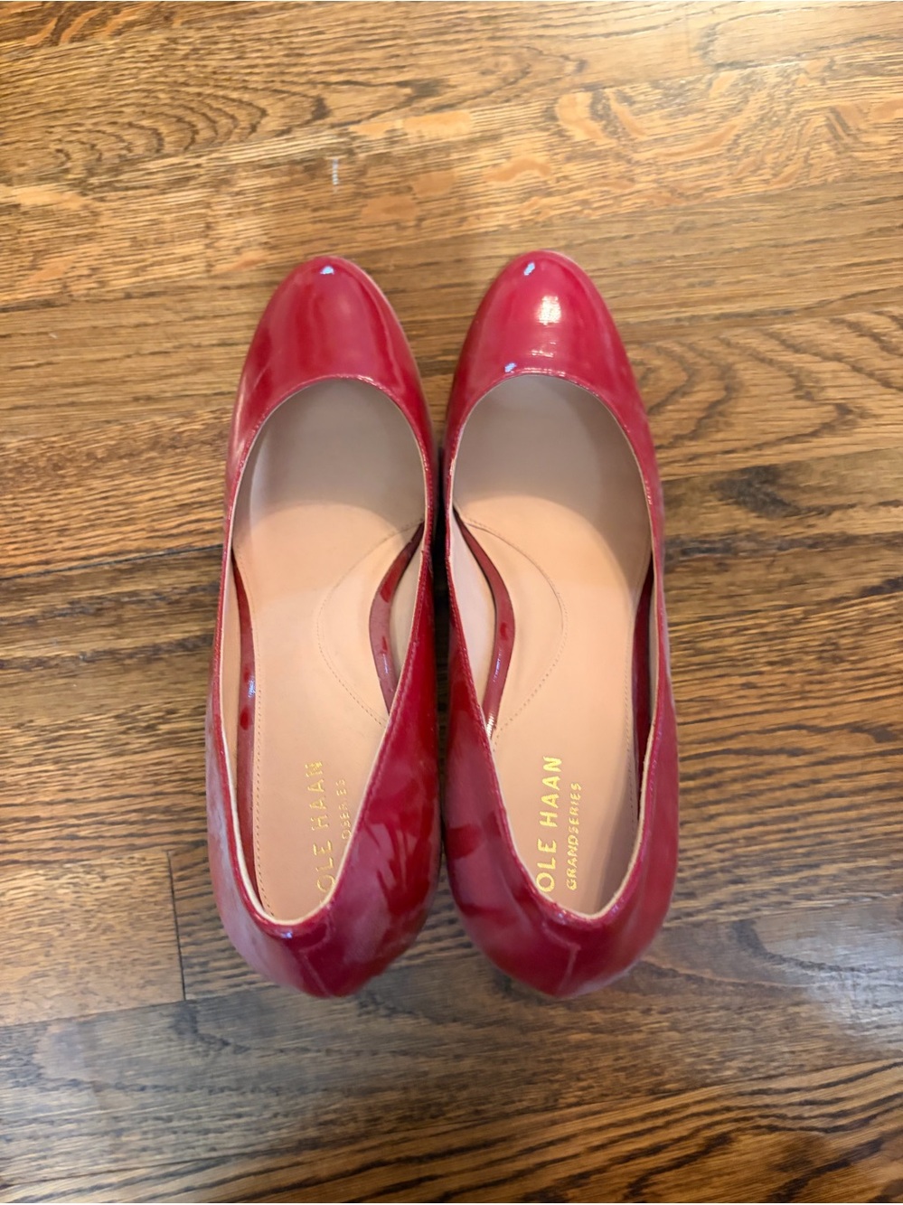 Cole Haan Red Patent Leather Round-Toe Pumps